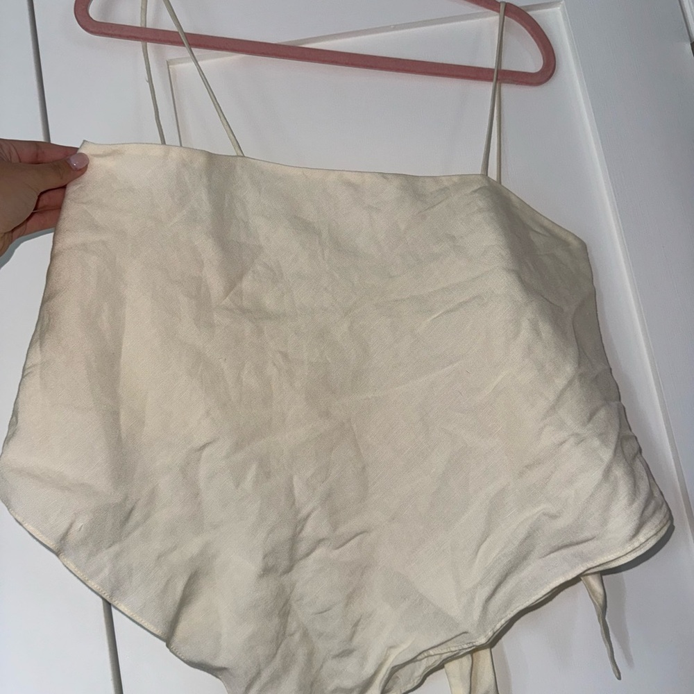 Zara beige tie-back top